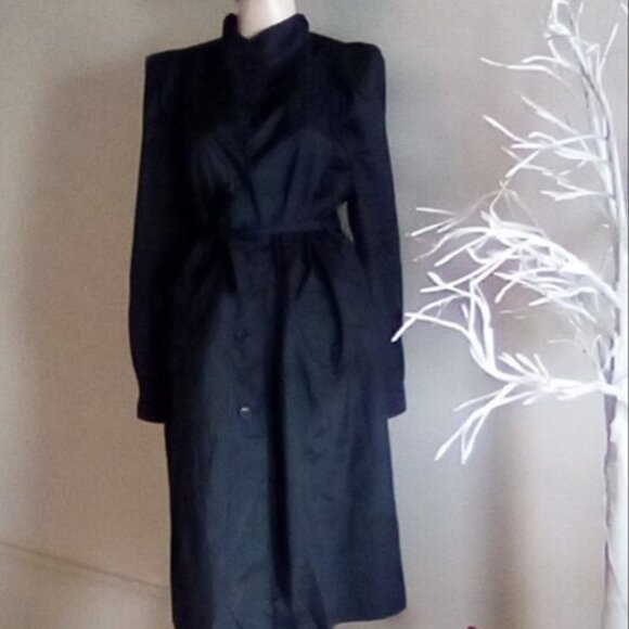 VTG Weather Wise Trench Coat With Matching Belt By Betsey B Puff Shoulders Sz S - Picture 7 of 11